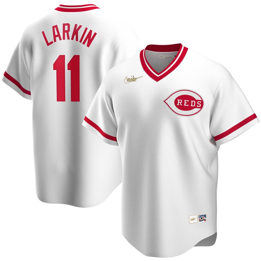 Cincinnati Reds #11 Barry Larkin Nike Home Cooperstown Collection Player MLB Jersey White->tampa bay buccaneers->NFL Jersey